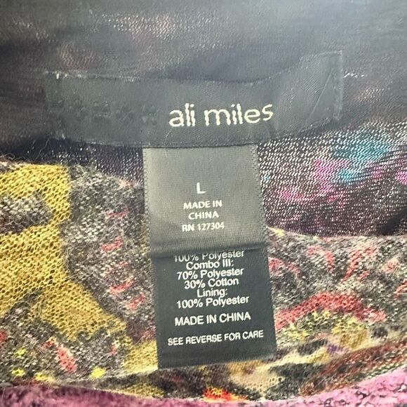 Ali Miles Multi Print & Fabric Tunic Top Art to Wear Layered Sweater Boho Size L - Picture 10 of 10